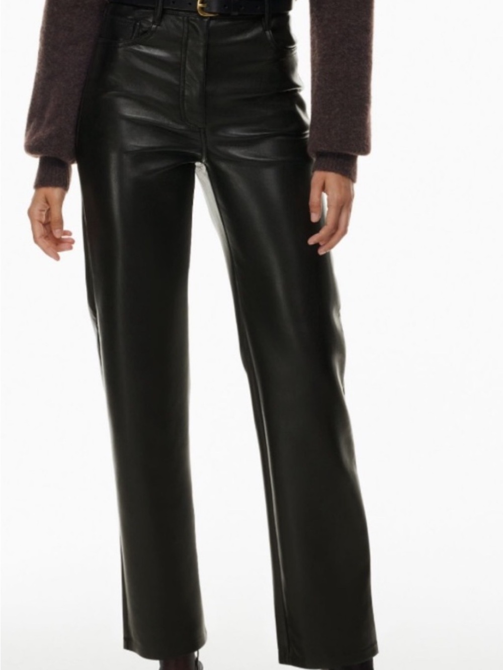 Aritzia Black faux leather straight leg Pants